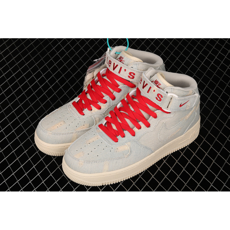 L*v*s x nike air force 1 07 mid exclusive denim blue red 651122-215