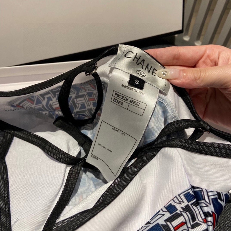 Ch*el logo swimsuit two piece