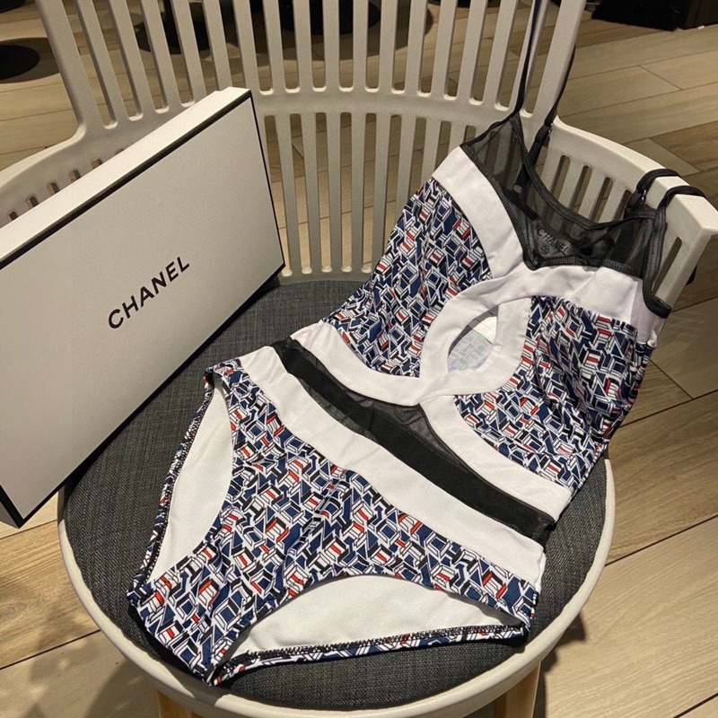 Ch*el logo swimsuit two piece