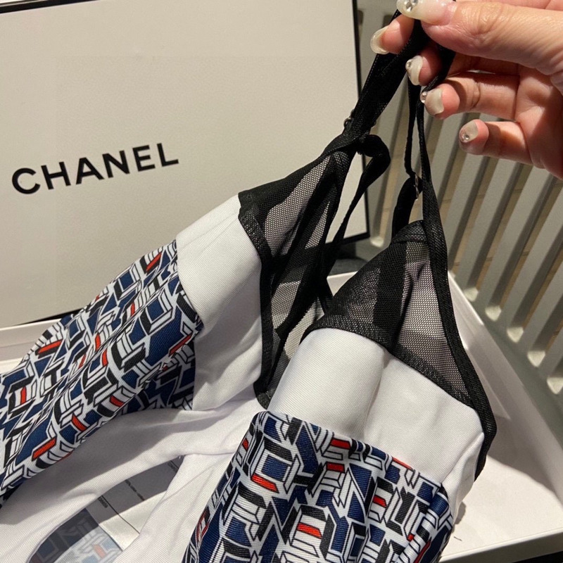 Ch*el logo swimsuit two piece