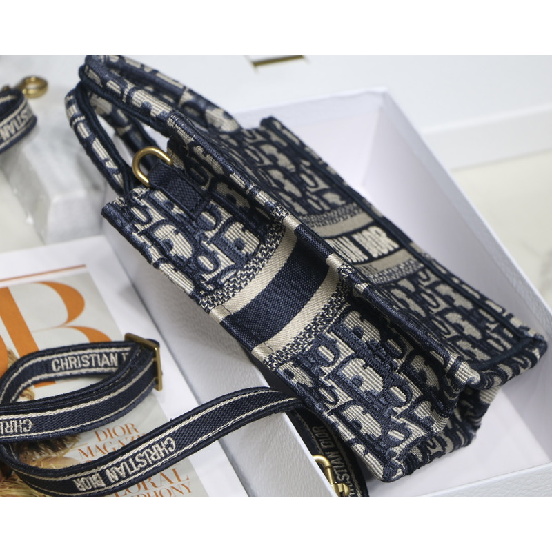 D*or book tote phone bag blue toile de jouy reverse embroidery mini