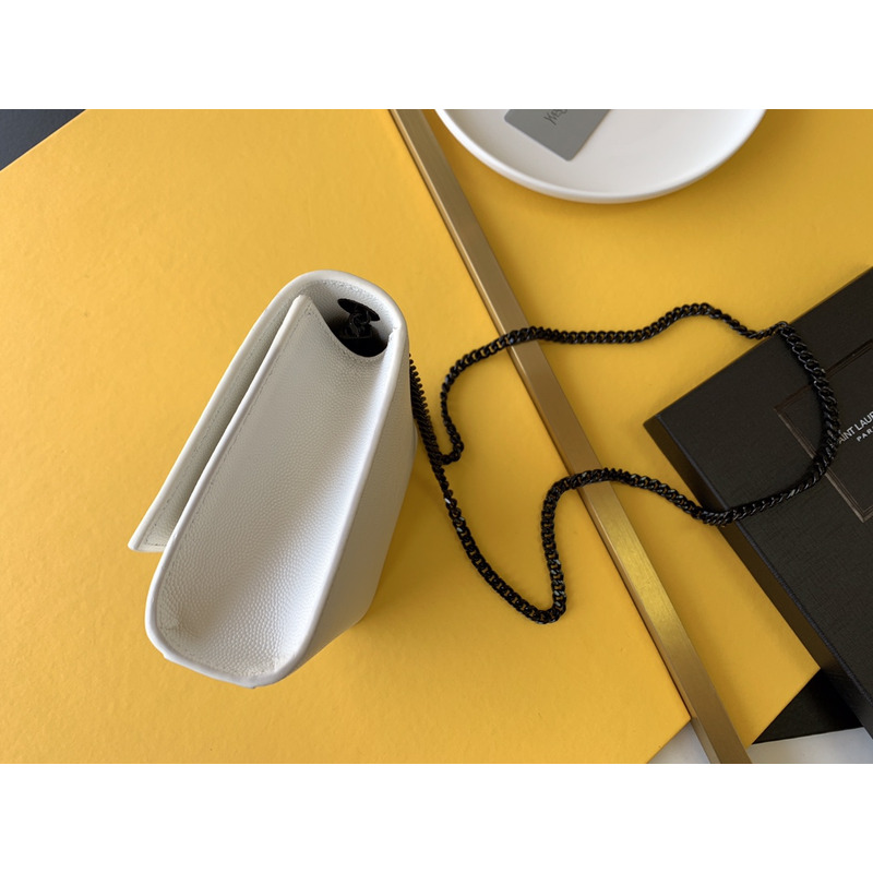 Saint Laurent Saint Laurent Kate Small Chain Bag In Grain De Poudre Leather White