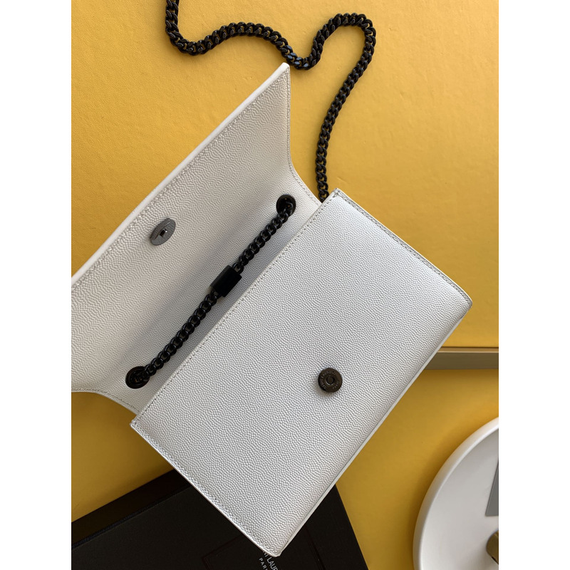 Saint Laurent Saint Laurent Kate Small Chain Bag In Grain De Poudre Leather White