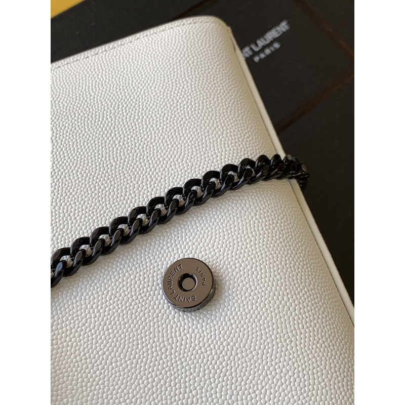 Saint Laurent Saint Laurent Kate Small Chain Bag In Grain De Poudre Leather White