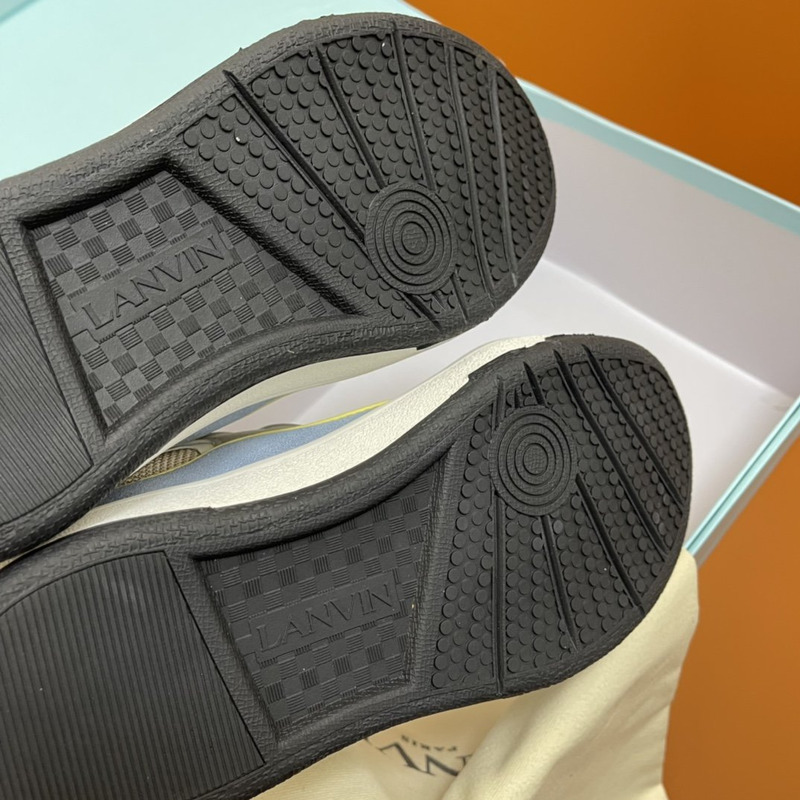 LANVIN Curb Chunky Leather Sneakers Ice Blue Pale Green