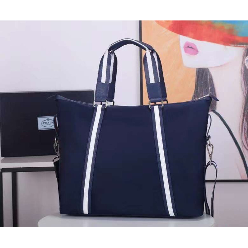 Pra*a tessuto vitello document bag atroceruleous