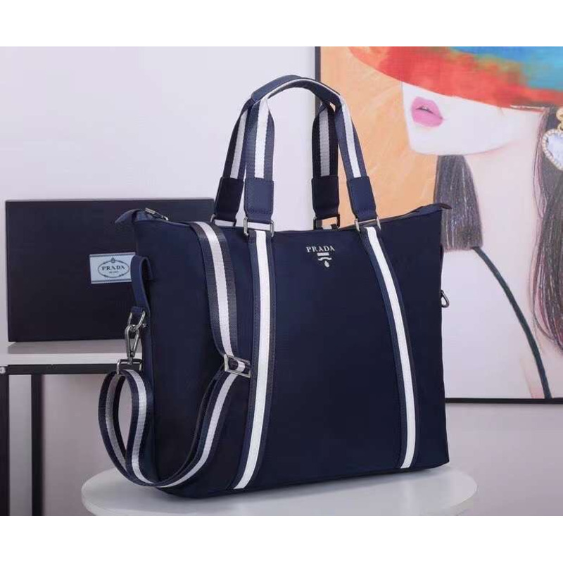 Pra*a tessuto vitello document bag atroceruleous