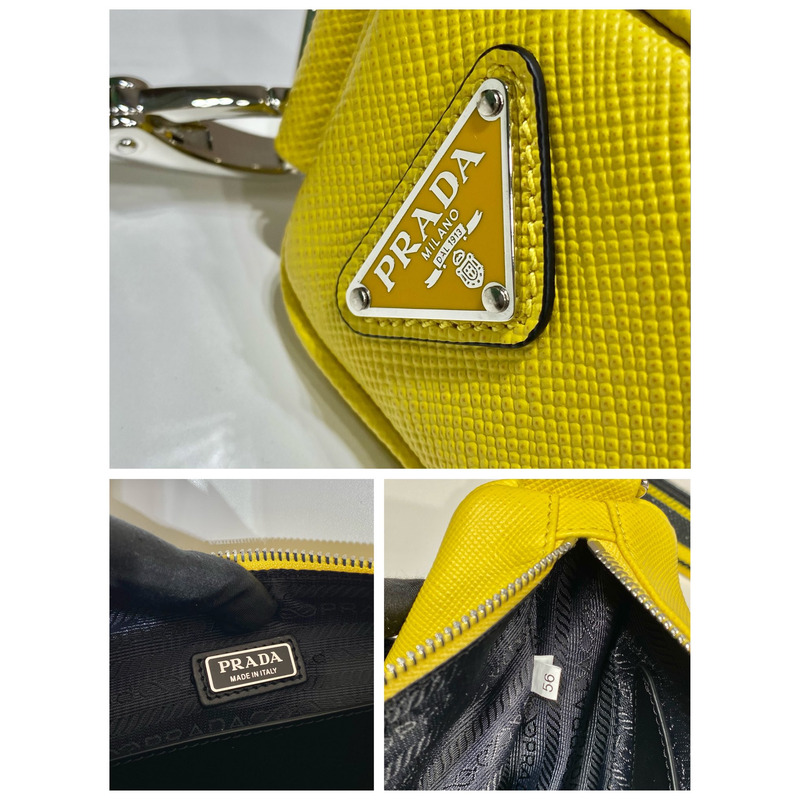 Pra*a triangle leather pouch in yellow