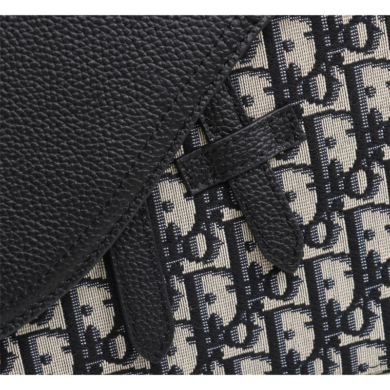 D*or saddle flap messenger oblique canvas bag in black