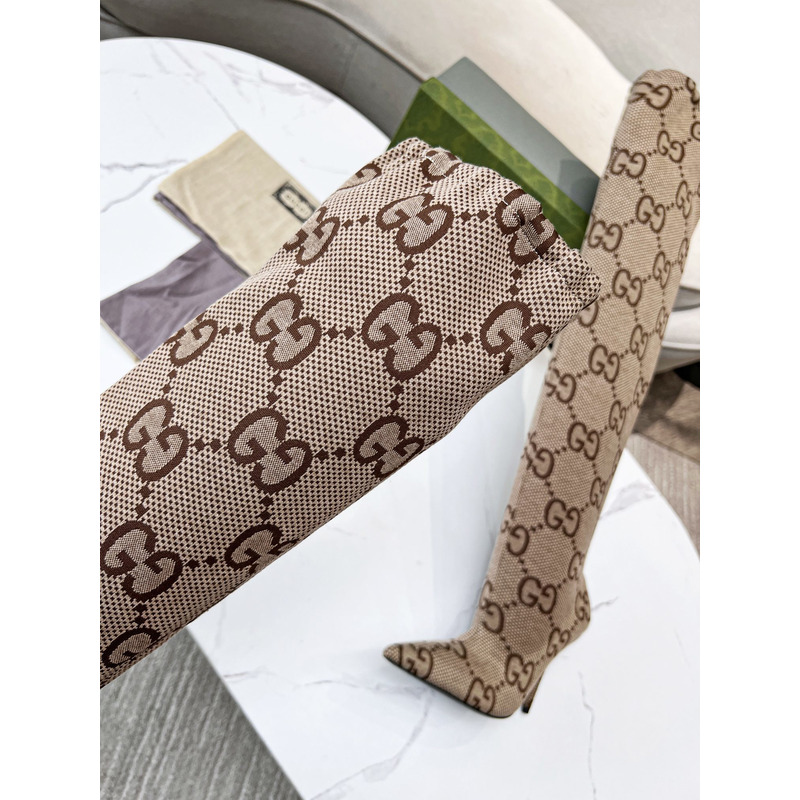 g*u*i×Ba*len*cia*ga collaboration knee length boots in brown