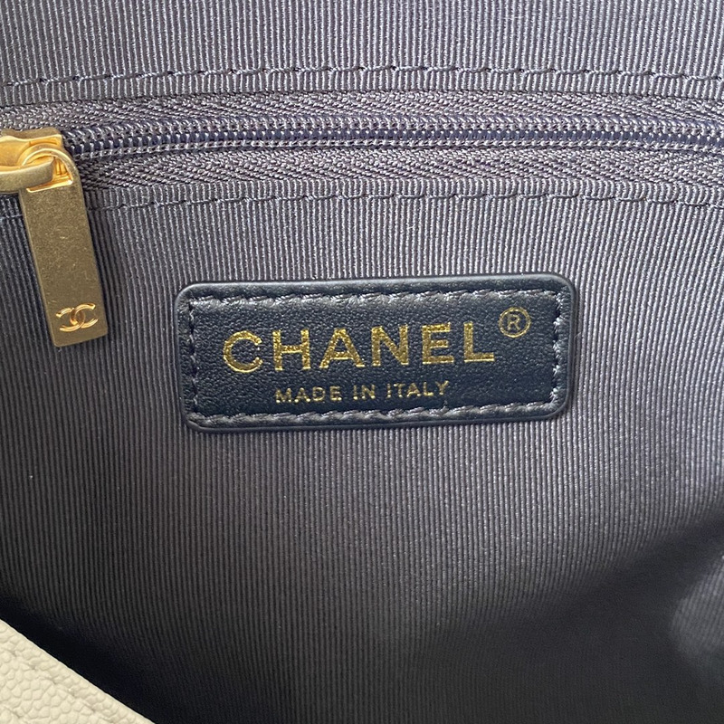 Ch*el hobo handbag lambskin & gold-tone metal white