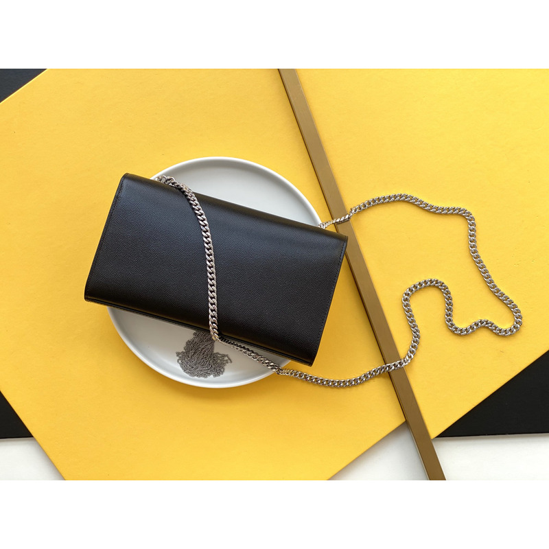 Saint Laurent Kate Wallet on Chain silver