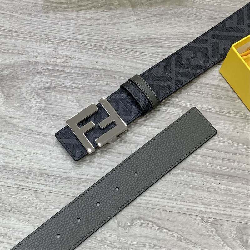 F**di squared ff belt grey leather belt sliver