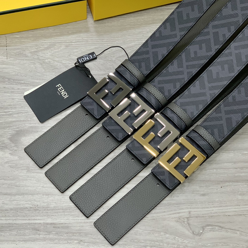 F**di squared ff belt grey leather belt sliver