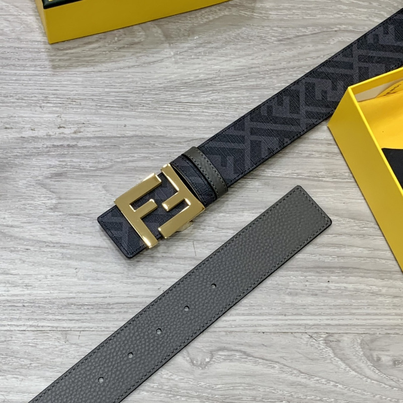 F**di squared ff belt grey leather belt gold