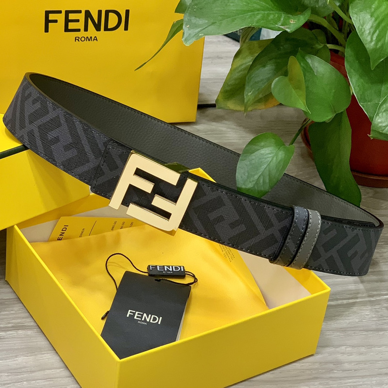 F**di squared ff belt grey leather belt gold