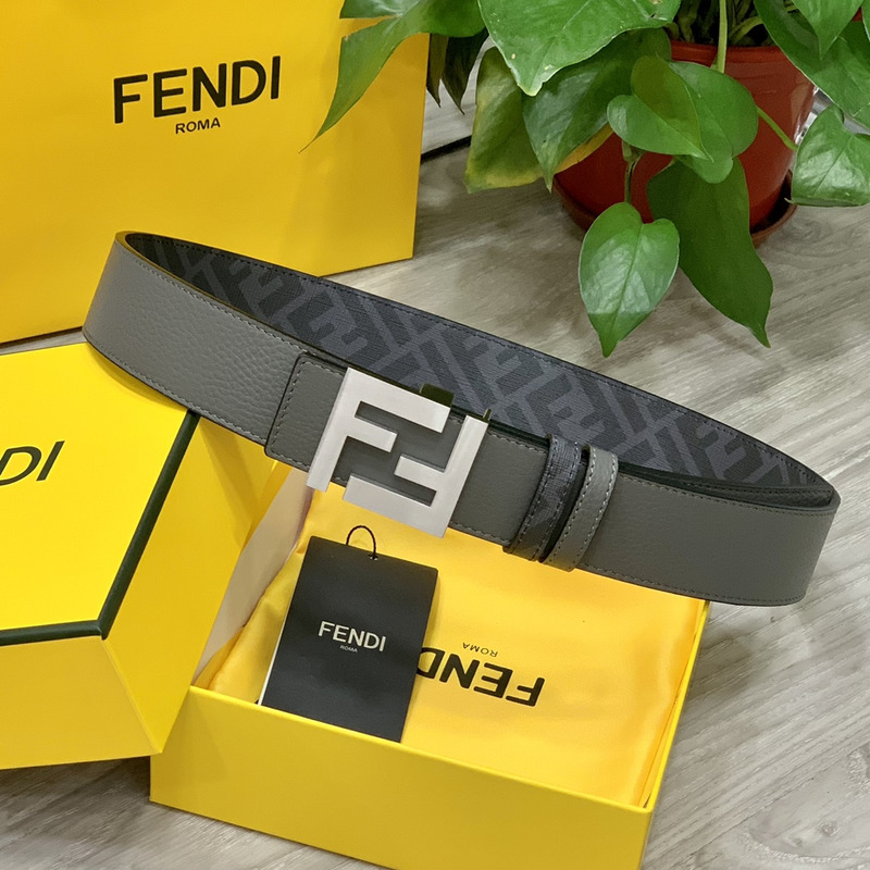 F**di squared ff belt grey leather belt white