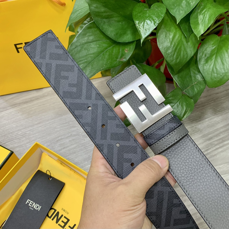 F**di squared ff belt grey leather belt white