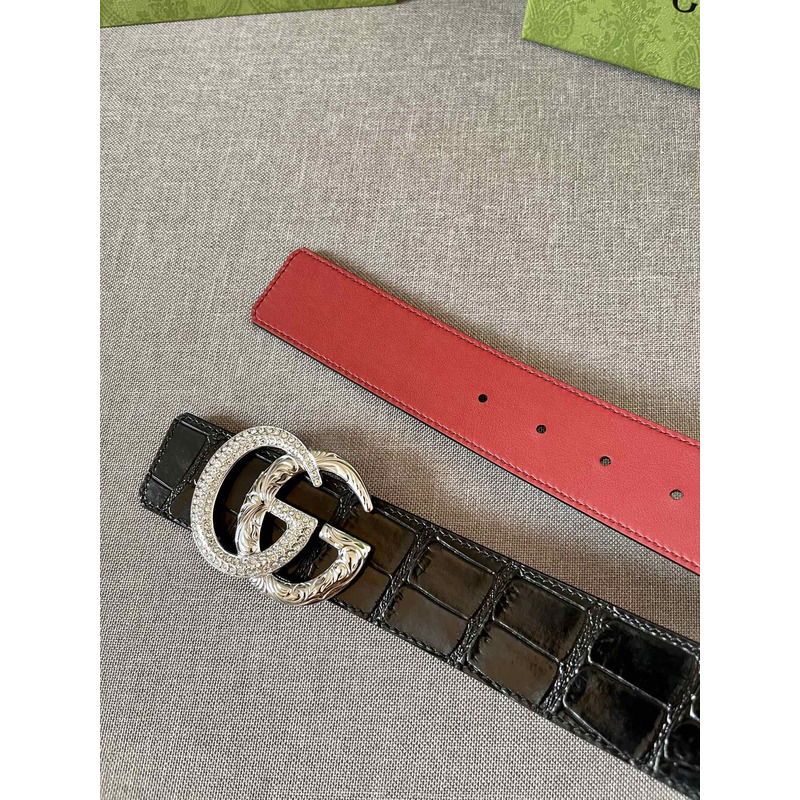 g*u*i double g silver Di*m*nd leather belt
