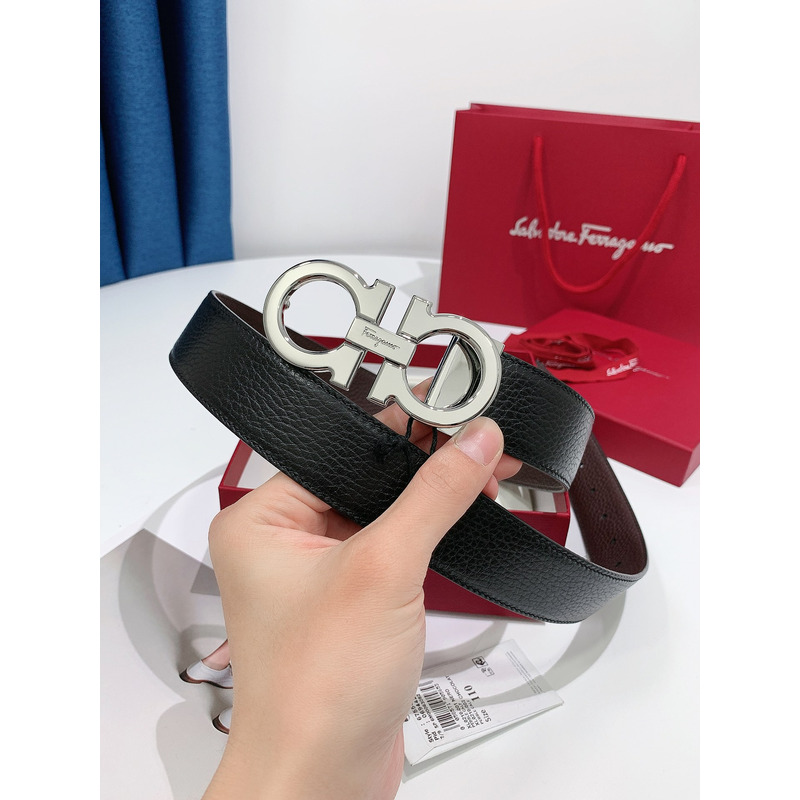 Ferragamo Adjustable Gancini Belt Silver