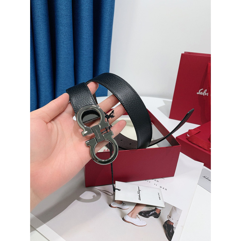 Ferragamo Salvatore Dark Grey Logo Belts