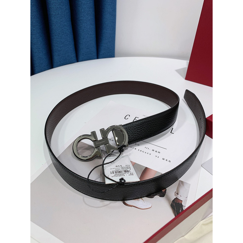 Ferragamo Salvatore Dark Grey Logo Belts