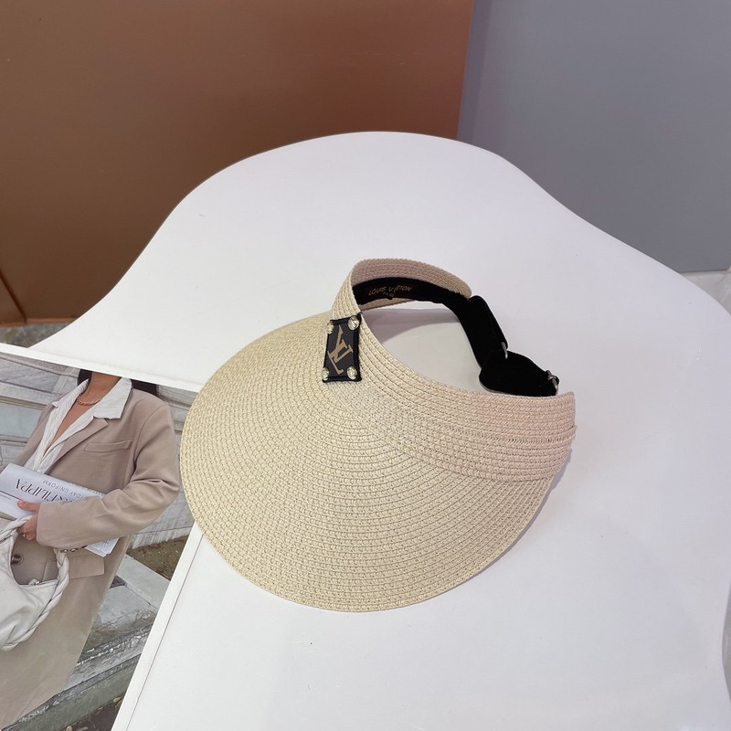 l**is V*t*n leather logo visor hat beige