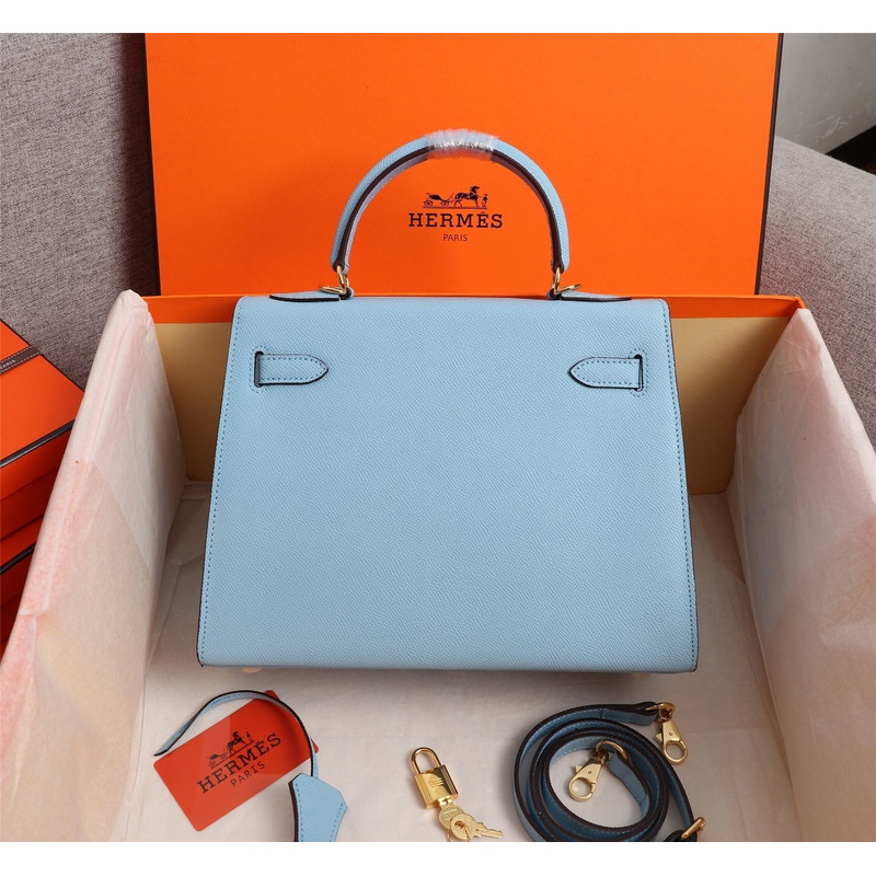 H**mes gold epsom sellier kelly 25 gold hardware sky blue