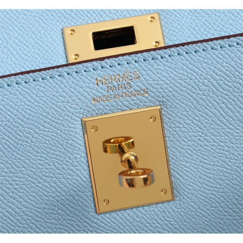 H**mes gold epsom sellier kelly 25 gold hardware sky blue