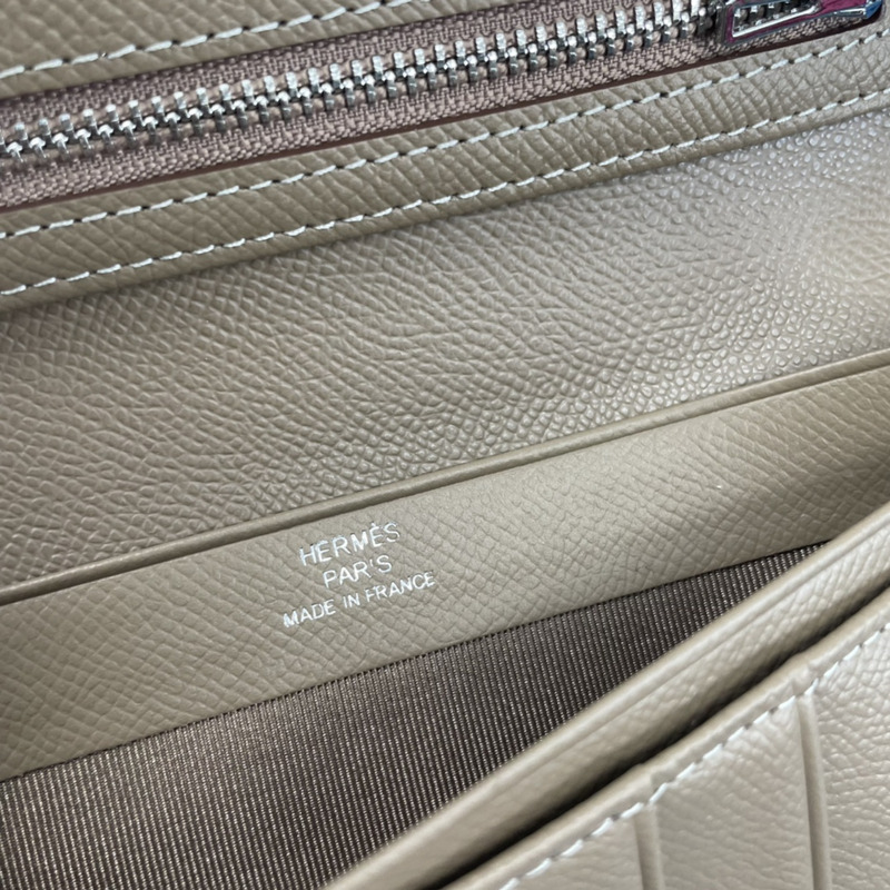 H**mes bearn soufflet epsom leather graphite wallet grey