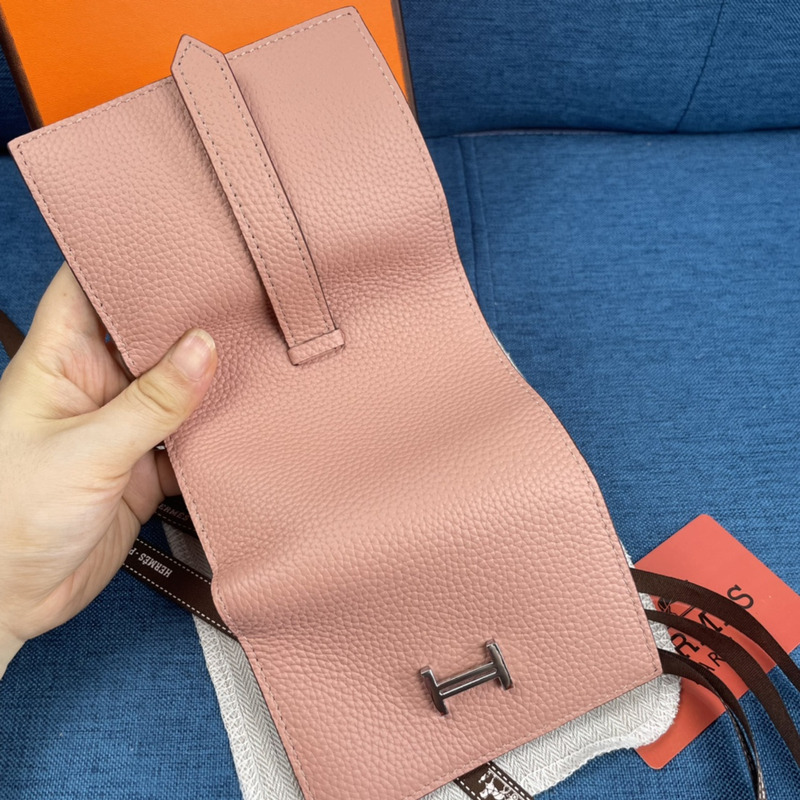 H**mes bearn compact wallet with palladium-plated