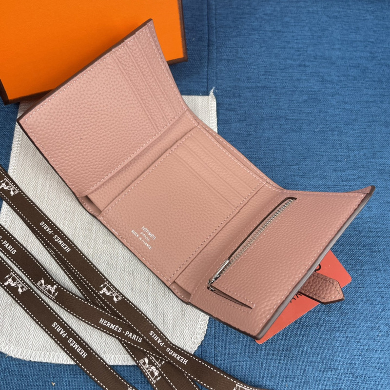 H**mes bearn compact wallet with palladium-plated