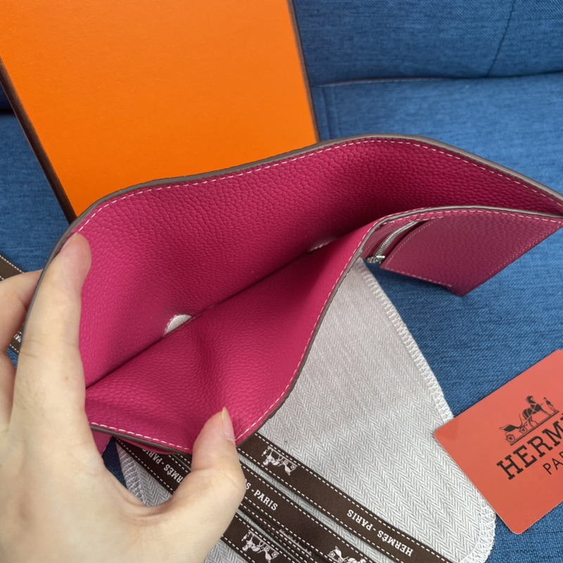 H**mes bearn compact wallet with palladium-plated