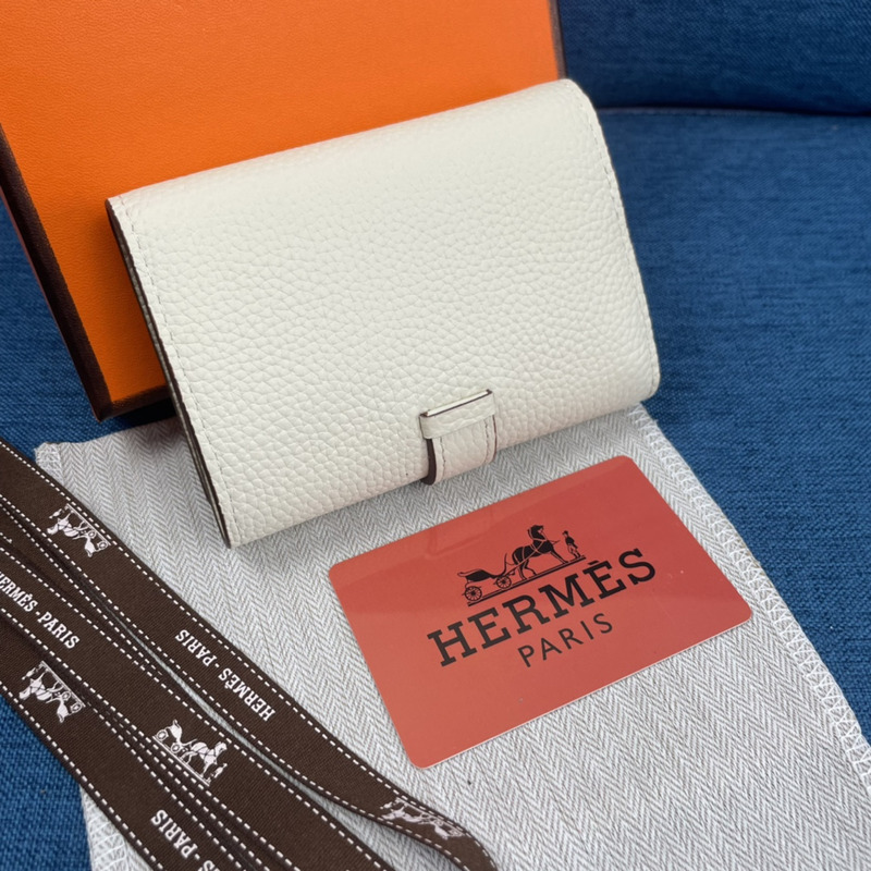 H**mes bearn compact wallet with palladium-plated