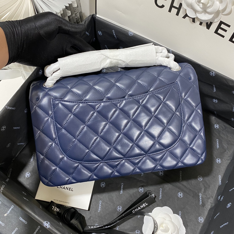 Ch*el 21s Ch*el blue classic flap medium cf25 dark blue