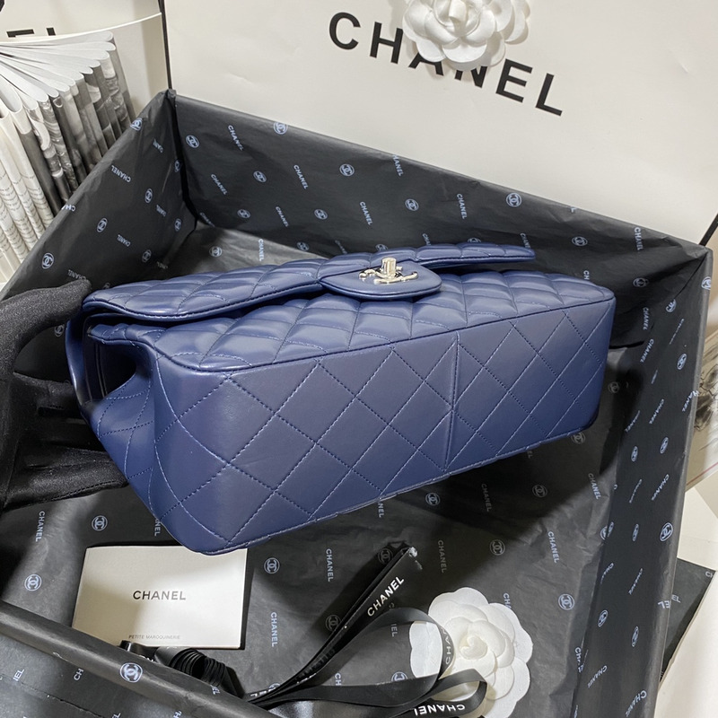 Ch*el 21s Ch*el blue classic flap medium cf25 dark blue