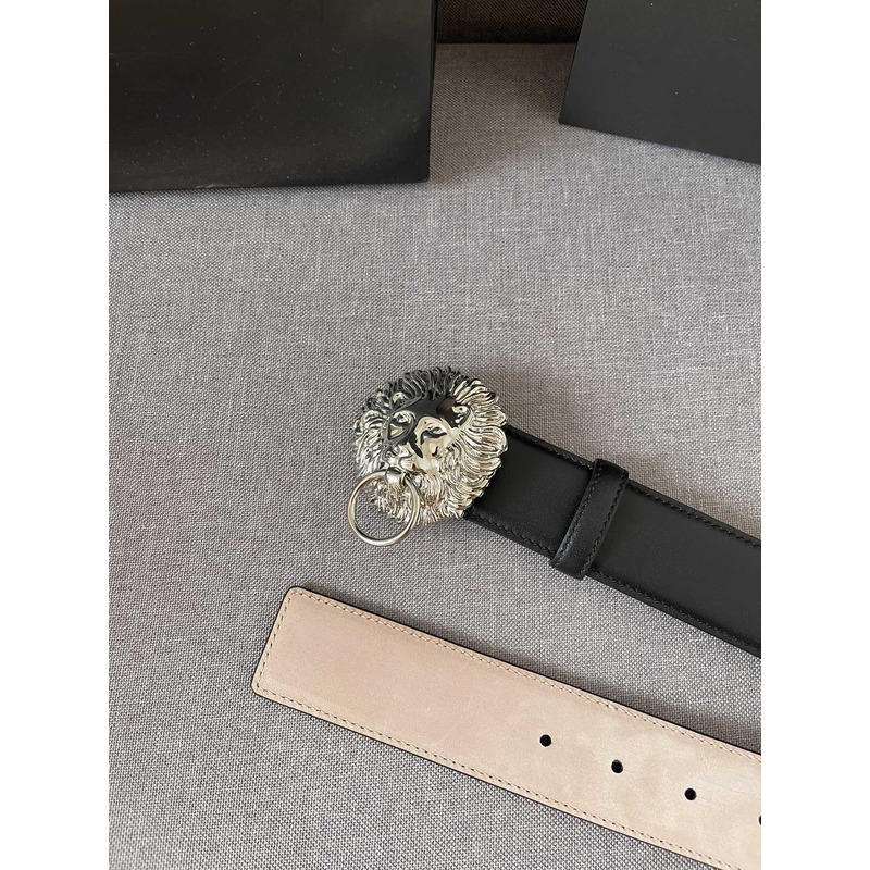 Versace Silver Lion leather belt