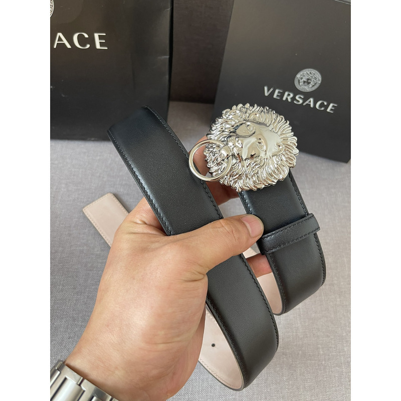 Versace Silver Lion leather belt
