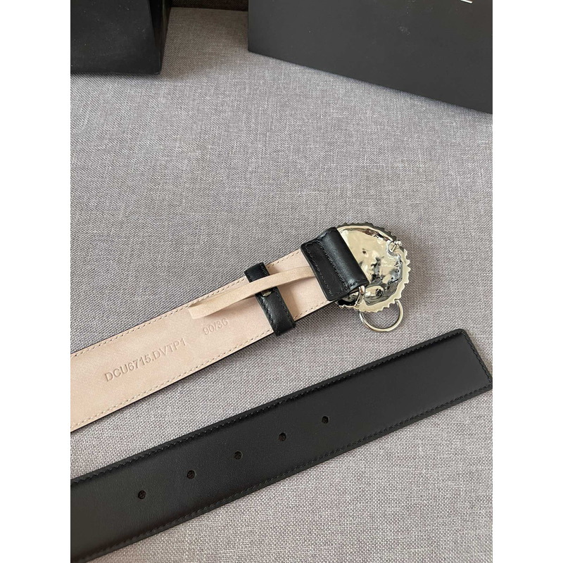 Versace Silver Lion leather belt
