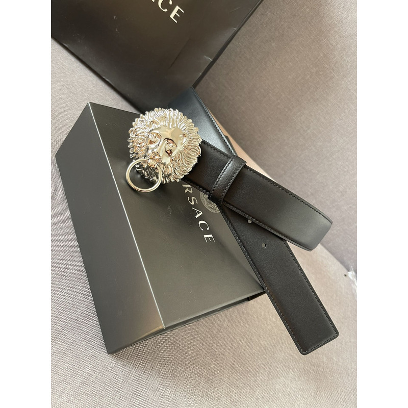 Versace Silver Lion leather belt
