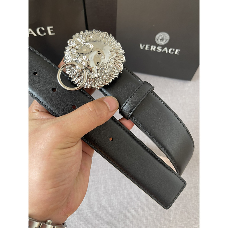 Versace Silver Lion leather belt