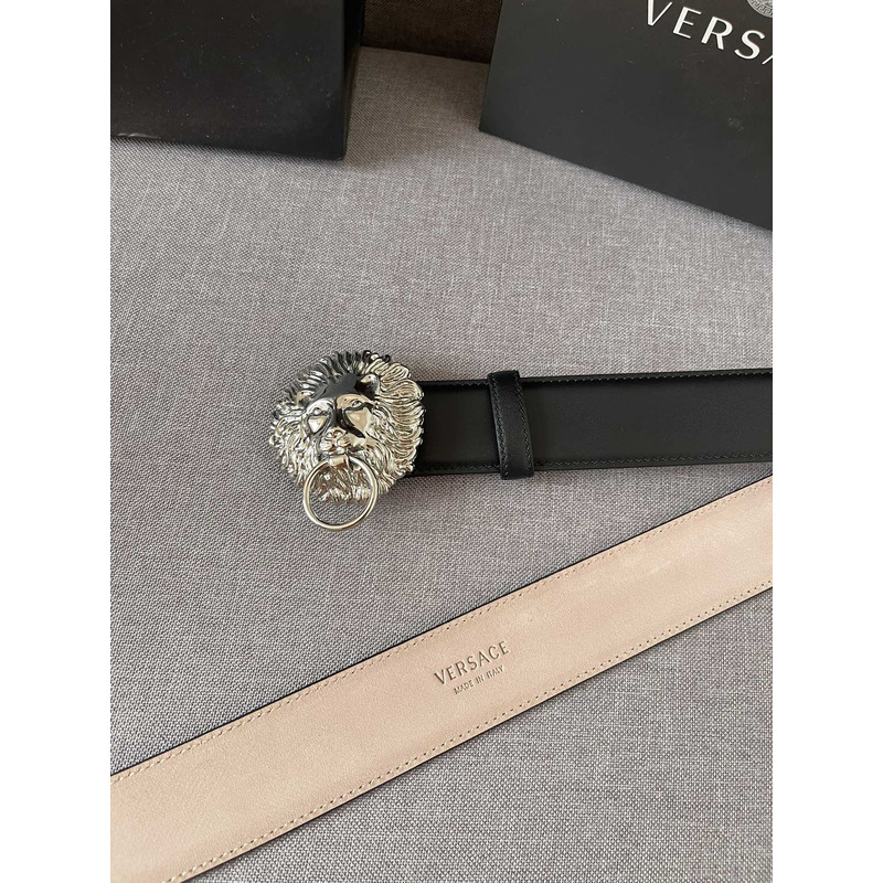 Versace Silver Lion leather belt