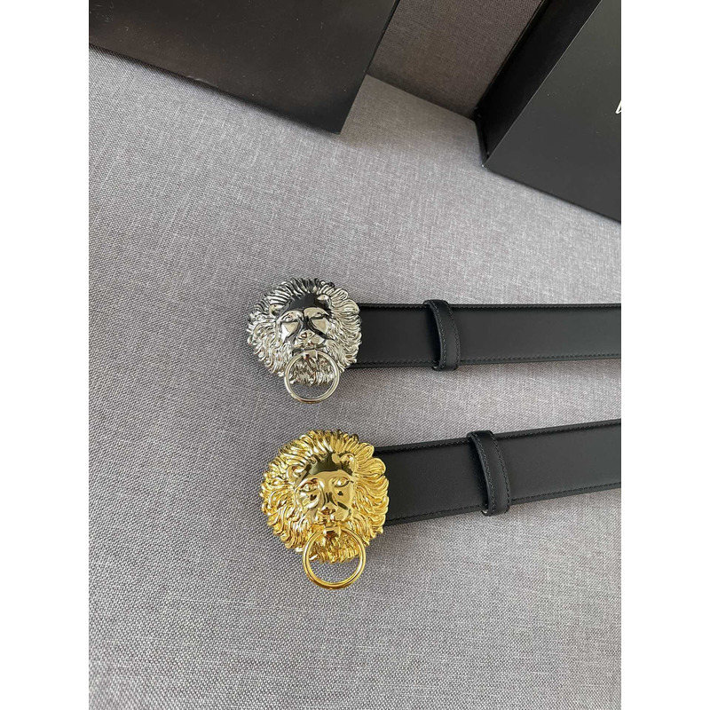 Versace Silver Lion leather belt
