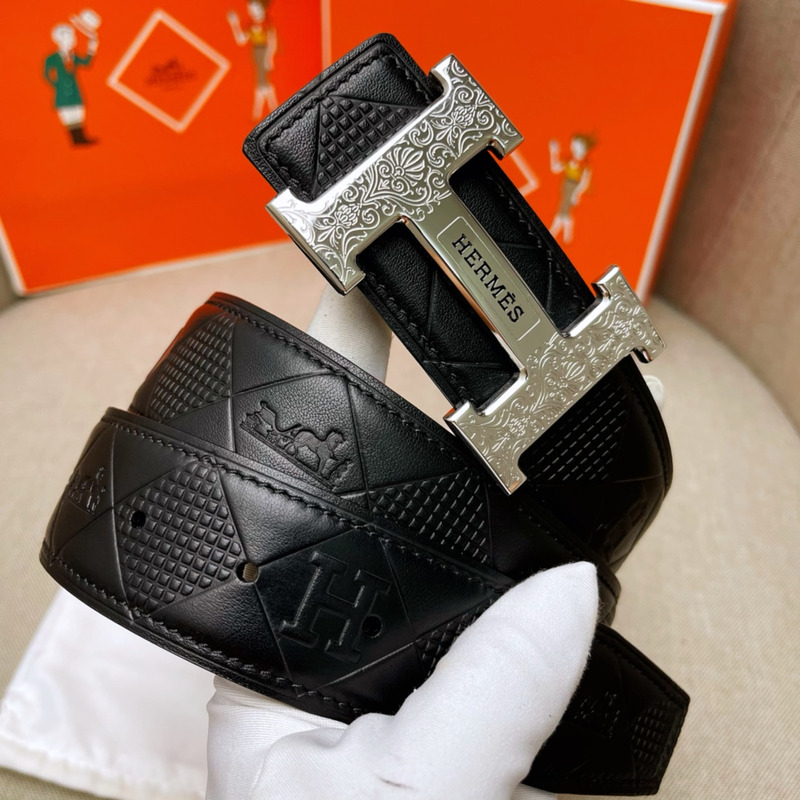 H**mes constance touareg belt buckle & reversible leather silver