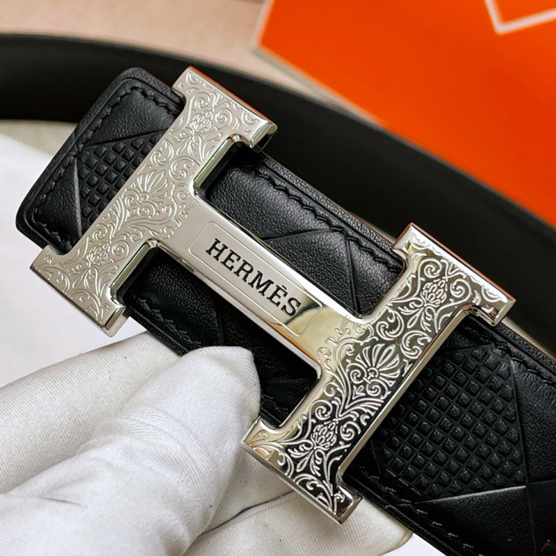 H**mes constance touareg belt buckle & reversible leather silver