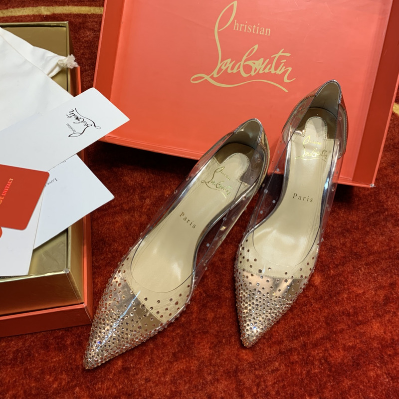 Ch**an louboutin follies strass embellished mesh pumps 8.5cm gold