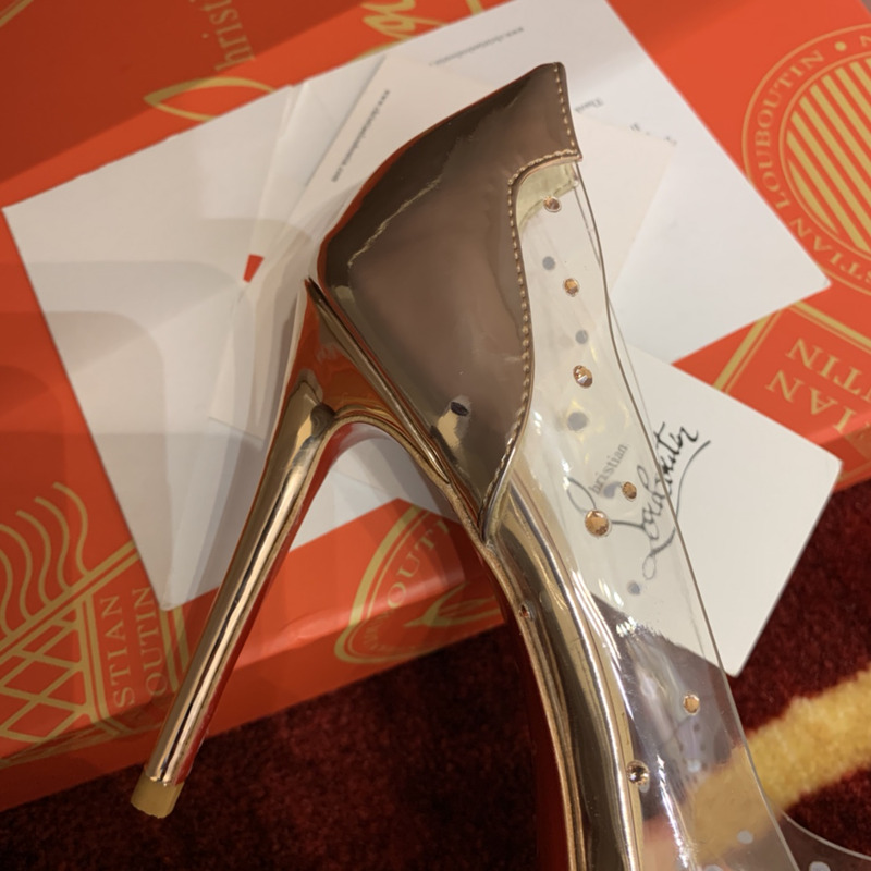 Ch**an louboutin follies strass embellished mesh pumps 10cm gold
