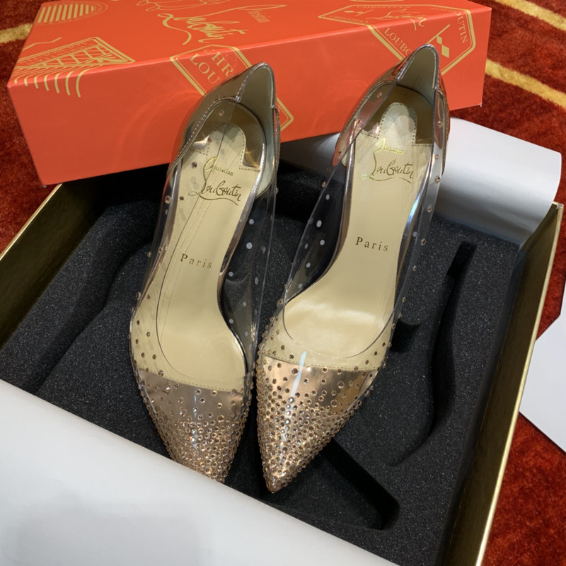 Ch**an louboutin follies strass embellished mesh pumps 10cm gold