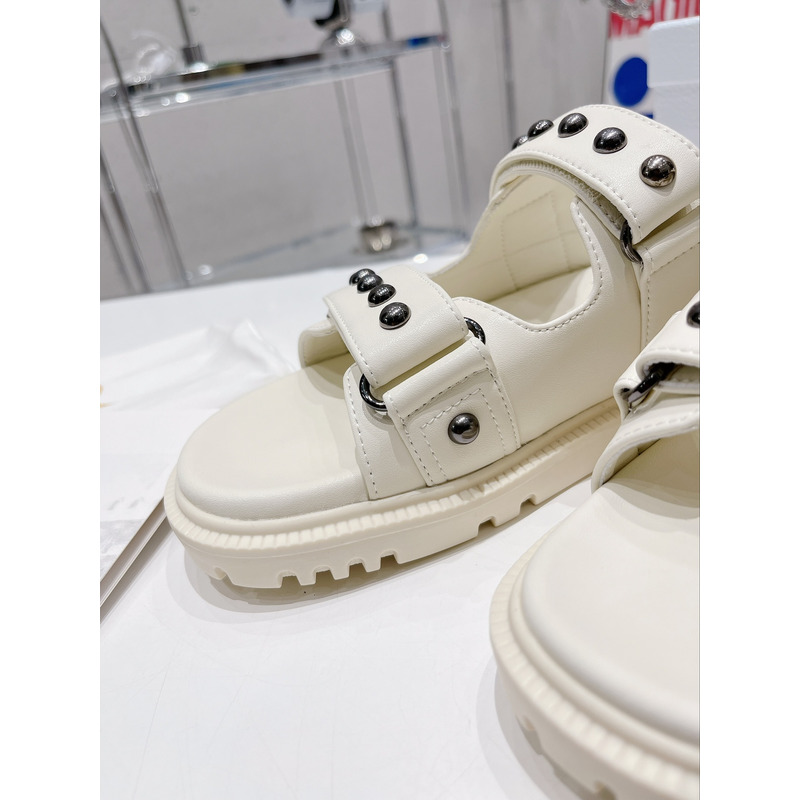 D*or act sandal with lambskin and silver-finish rivets in white