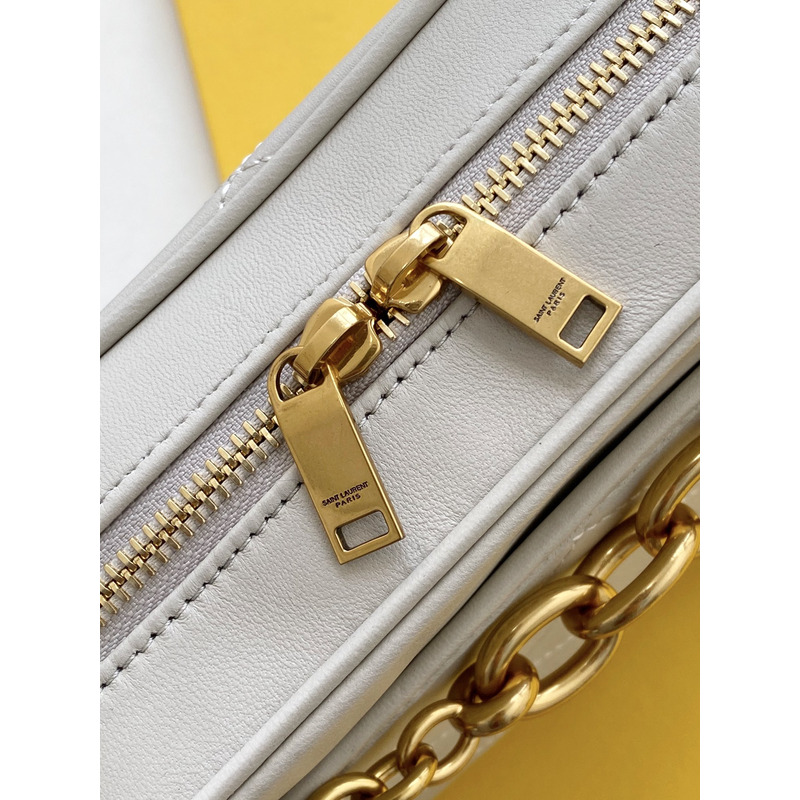 Saint Laurent Saint Laurent Le Maillon Small Chain Bag In Quilted Uilted Sheepskin Vintage White